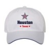 Cappellino ricamato Houston Texas stella USA America4, poliestere 5 pannelli inserto blu su becca