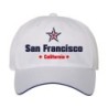 Cappellino ricamato San Francisco California stella USA America14, poliestere 5 pannelli inserto blu su becca