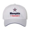 Cappellino ricamato Memphis Tennessee stella USA America20, poliestere 5 pannelli inserto blu su becca