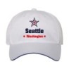 Cappellino ricamato Seattle Washington stella USA America21, poliestere 5 pannelli inserto blu su becca