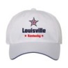 Cappellino ricamato Louisville Kentucky stella USA America28, poliestere 5 pannelli inserto blu su becca