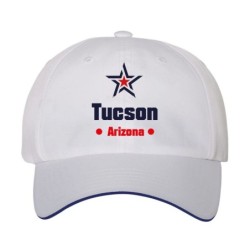 Cappellino ricamato Tucson Arizona stella USA America33, poliestere 5 pannelli inserto blu su becca