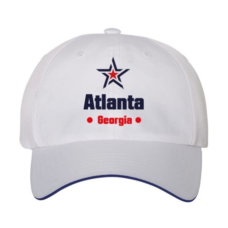 Cappellino ricamato Atlanta Georgia stella USA America39, poliestere 5 pannelli inserto blu su becca