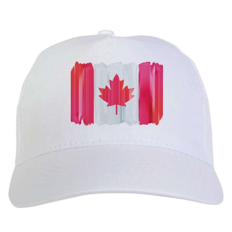 Cappellino bianco Bandiera Canada stampato sublimazione sportivo ultras 3 baseball, regolazione velcro