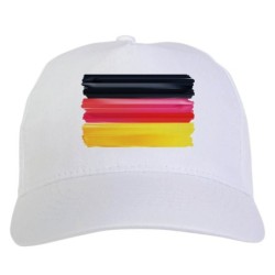 Cappellino bianco bandiera Germania stampato sublimazione sportivo ultras 5 baseball, regolazione velcro