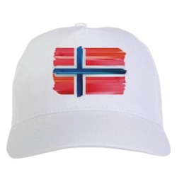 Cappellino bianco bandiera Norvegia stampato sublimazione sportivo ultras 2 baseball, regolazione velcro