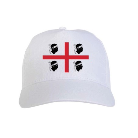 Cappellino bianco bandiera Sardegna Mori stampato sublimazione sportivo ultras 57 baseball - chiusura velcro