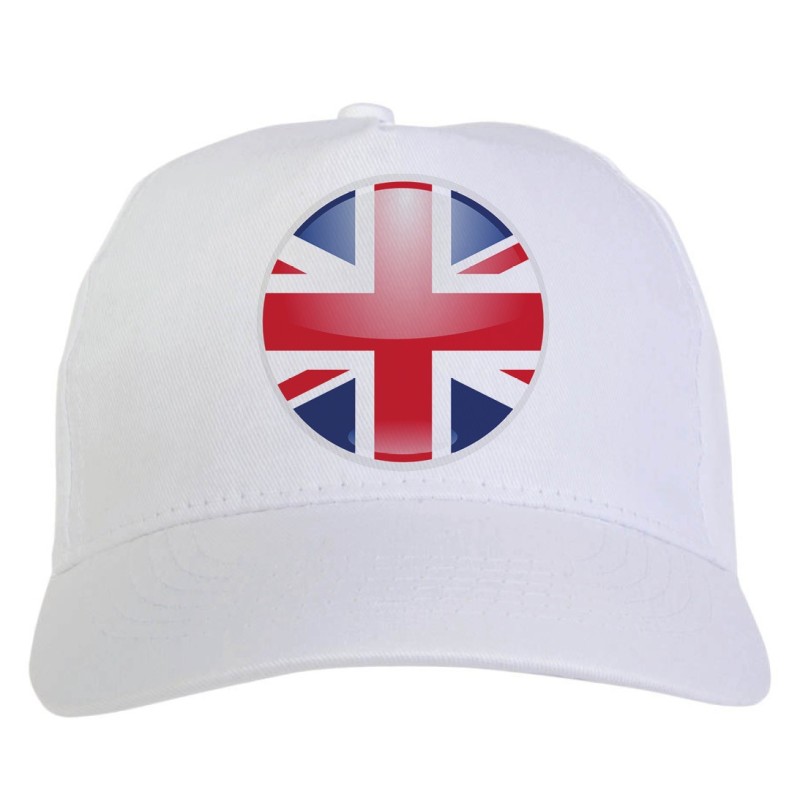 Cappellino bianco Bandiera tonda UK stampato sublimazione sportivo ultras 46 baseball