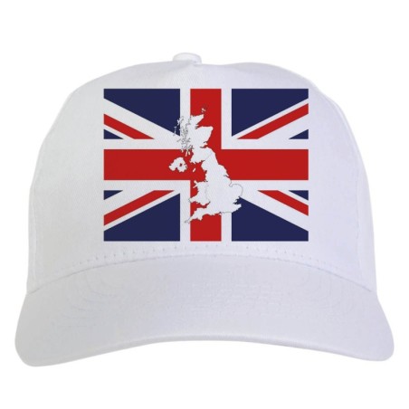 Cappellino bianco bandiera UK con mappa stampato sublimazione sportivo ultras 61 baseball