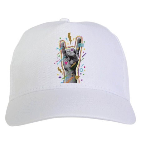 Cappellino bianco corna disegno astratto stampato sublimazione sportivo ultras 32 baseball