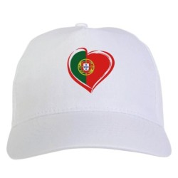 Cappellino bianco cuore bandiera Portogallo stampato sublimazione sportivo ultras 9 baseball