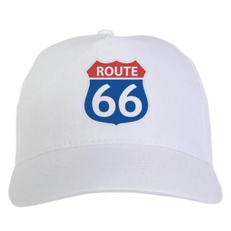 Cappellino bianco logo Route 66 USA stampato sublimazione sportivo ultras 31 baseball