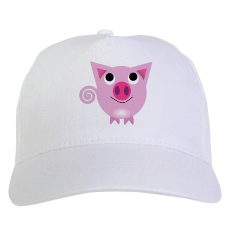 Cappellino bianco maialino rosa stampato sublimazione sportivo ultras 64 baseball