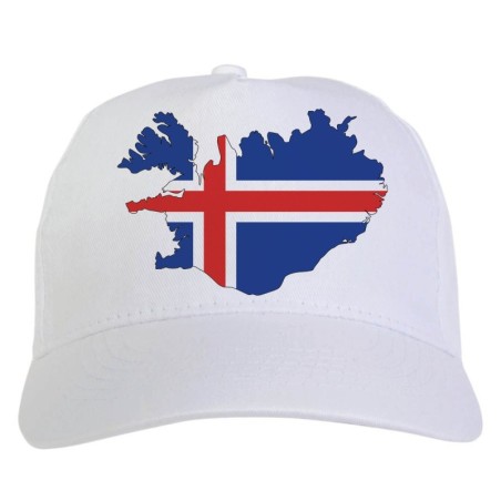 Cappellino bianco mappa Islanda con bandiera stampato sublimazione sportivo ultras 54 baseball