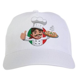 Cappellino bianco Pizzaiolo pizza stampato sublimazione sportivo ultras 33 baseball