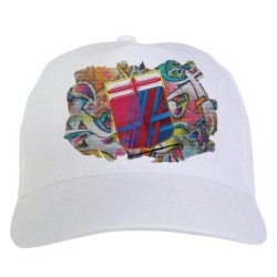 Cappellino bianco scudetto rossoblù graffiti stampato sublimazione sportivo ultras 51 baseball