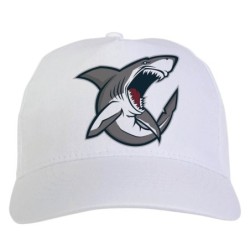 Cappellino bianco squalo arrabbiato stampato sublimazione sportivo ultras 16 baseball