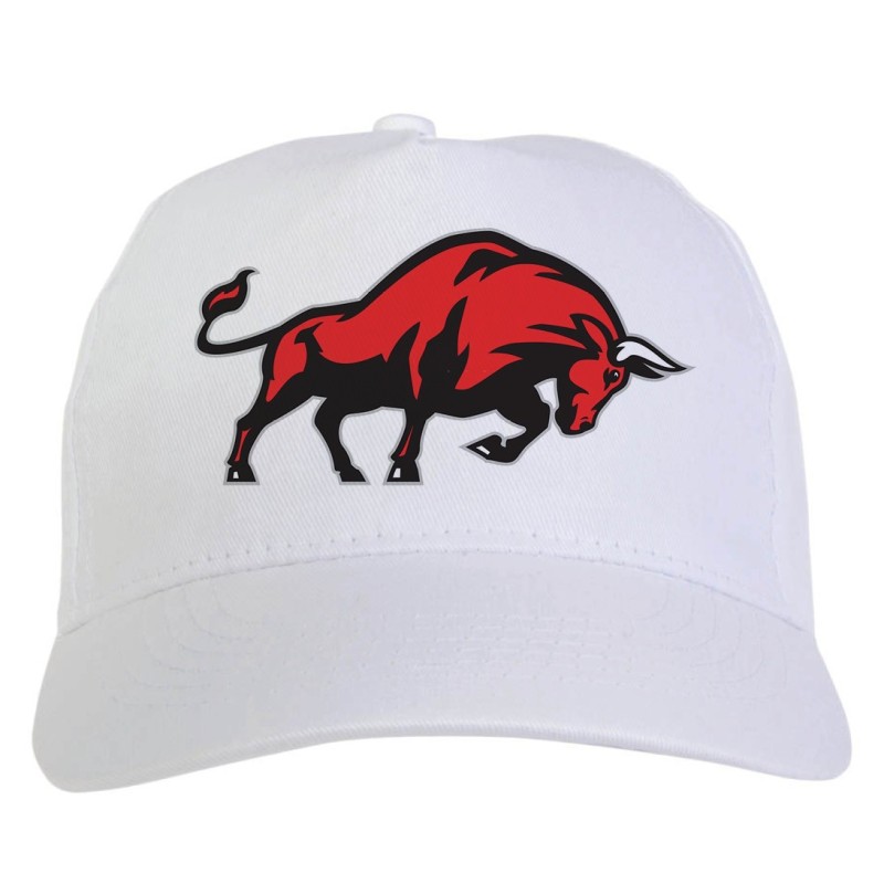 Cappellino bianco Toro arrabbiato rosso stampato sublimazione sportivo ultras 15 baseball