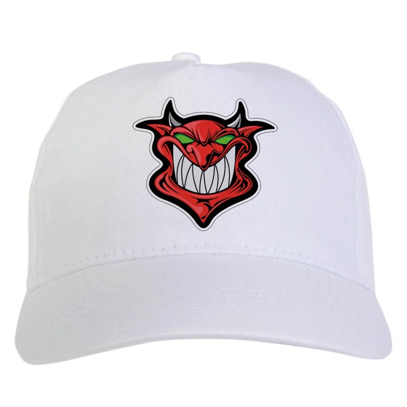 Cappellino bianco toro sorridente stampato sublimazione sportivo ultras 53 baseball