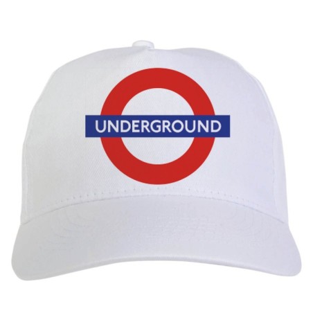 Cappellino bianco Underground metropolitana Londra stampato sublimazione sportivo ultras 62 baseball