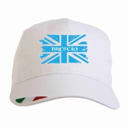 Cappellino Brescia biancoazzurro bandiera grunge con tricolore Italia baseball