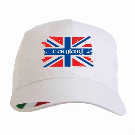 Cappellino Cagliari rossoblù bandiera grunge con tricolore Italia baseball