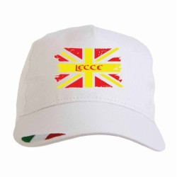 Cappellino Lecce giallorossa bandiera grunge con tricolore Italia baseball