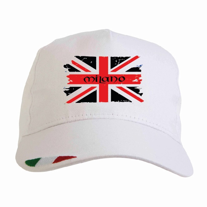 Cappellino Milano rossonera bandiera grunge con tricolore Italia baseball