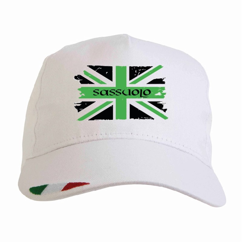 Cappellino Sassuolo neroverde bandiera grunge con tricolore Italia baseball