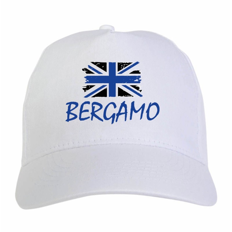 Cappellino ricamato Bergamo bandiera nerazzurra grunge 5 pannelli baseball sportivo ultras