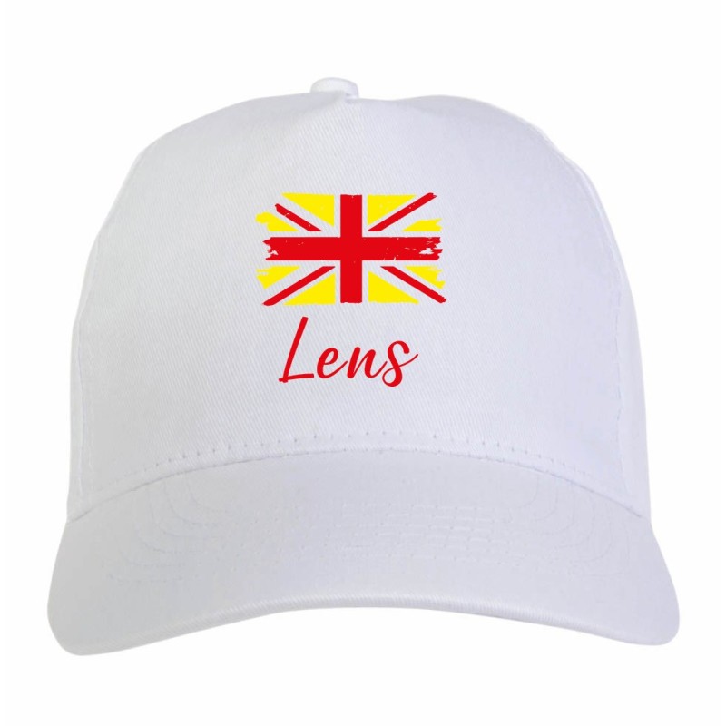 Cappellino ricamato Lens Francia bandiera giallorossa grunge 5 pannelli baseball sportivo ultras