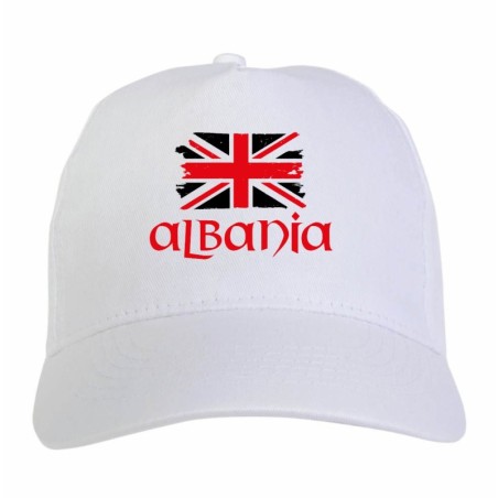 Cappellino ricamato tifosi Albania bandiera rossonera grunge 5 pannelli baseball sportivo ultras