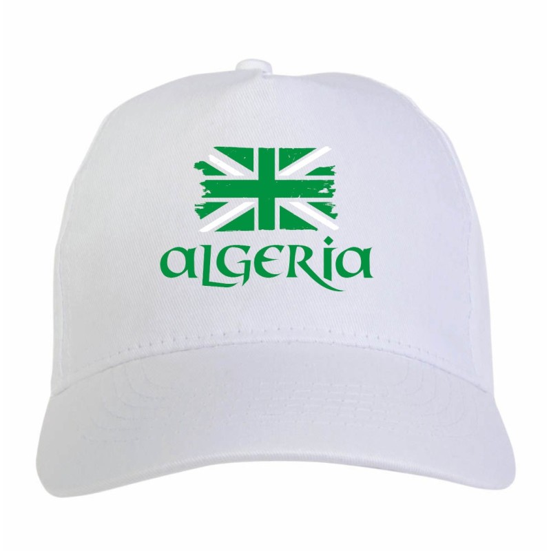 Cappellino ricamato tifosi Algeria bandiera biancoverde grunge 5 pannelli baseball sportivo ultras