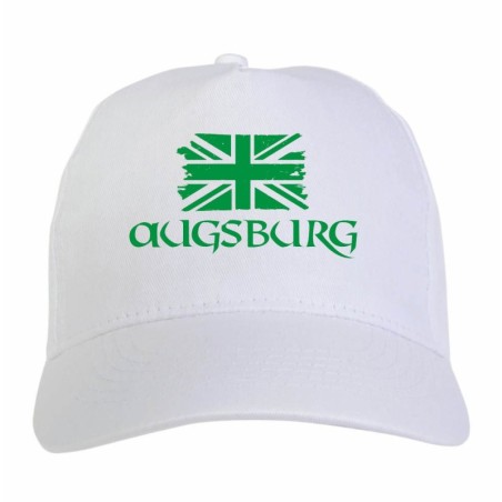 Cappellino ricamato tifosi Augsburg Germania bandiera neroverde grunge 5 pannelli baseball sportivo ultras