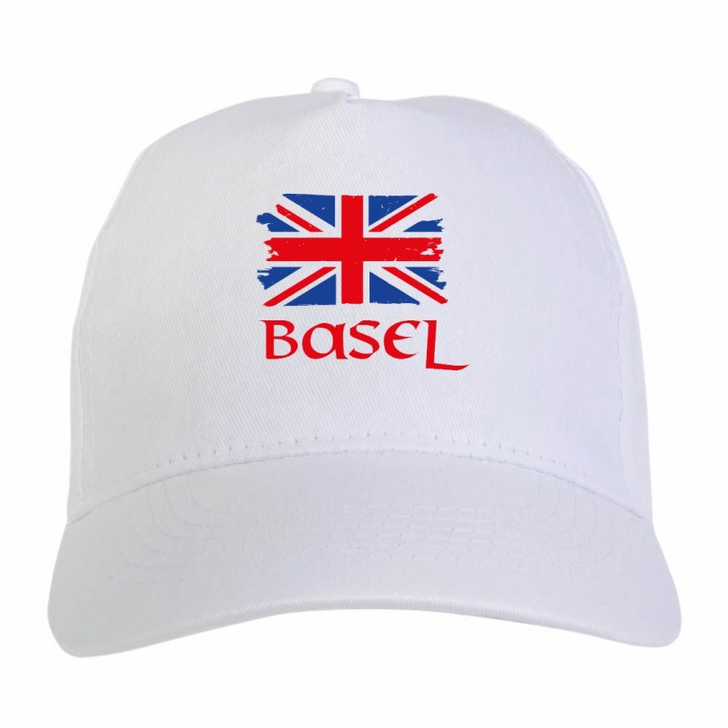 Cappellino ricamato tifosi Basilea Svizzera bandiera rossoblù grunge 5 pannelli baseball sportivo ultras