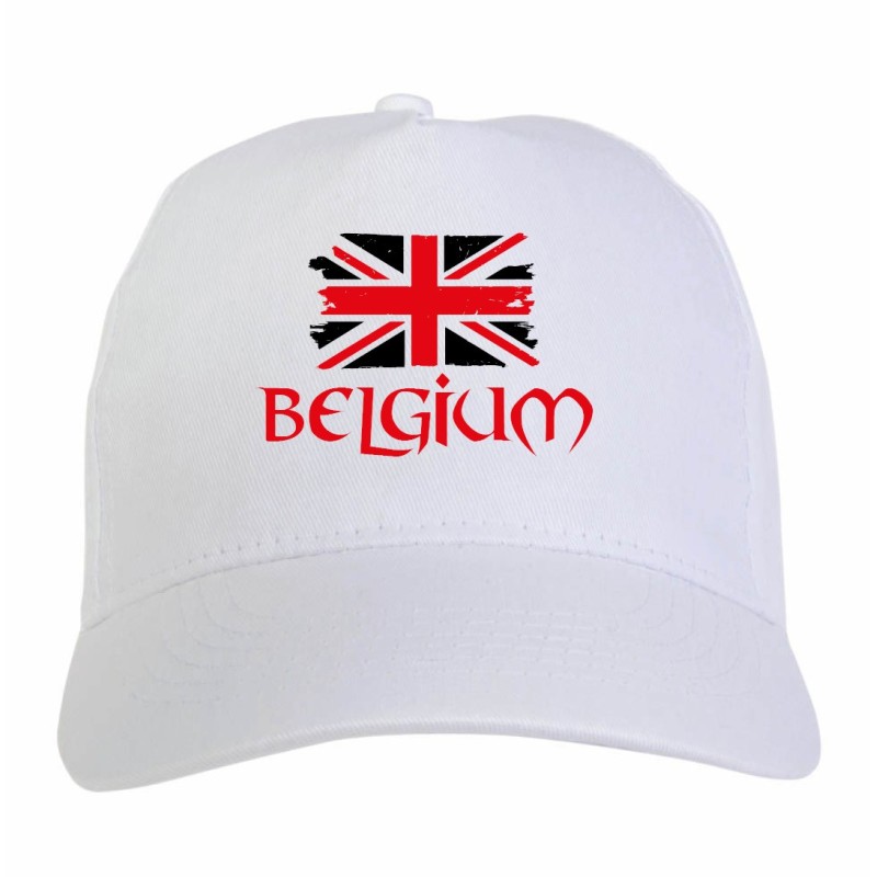 Cappellino ricamato tifosi Belgio bandiera rossonera grunge 5 pannelli baseball sportivo ultras