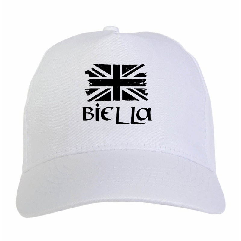 Cappellino ricamato tifosi Biella bandiera bianconera grunge 5 pannelli baseball sportivo ultras