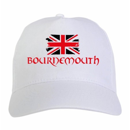 Cappellino ricamato tifosi Bournemouth UK bandiera rossonera grunge 5 pannelli baseball sportivo ultras