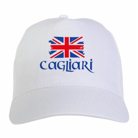 Cappellino ricamato tifosi Cagliari bandiera rossoblù grunge 5 pannelli baseball sportivo ultras