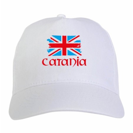 Cappellino ricamato tifosi Catania bandiera rossoblù grunge 5 pannelli baseball sportivo ultras