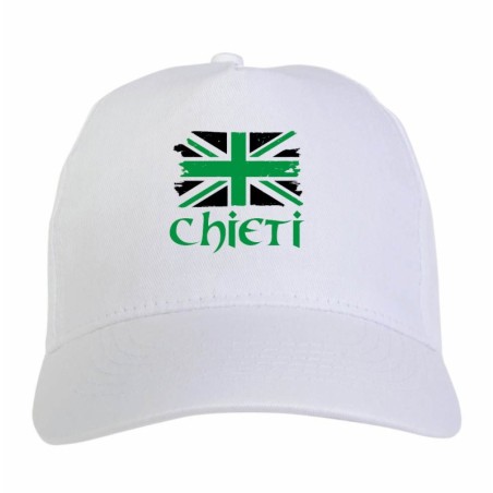 Cappellino ricamato tifosi Chieti bandiera neroverde grunge 5 pannelli baseball sportivo ultras