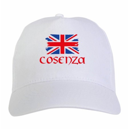 Cappellino ricamato tifosi Cosenza bandiera rossoblù grunge 5 pannelli baseball sportivo ultras