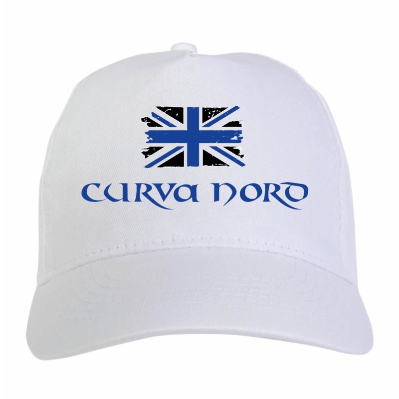 Cappellino ricamato tifosi Curva Nord bandiera neroazzurra grunge 5 pannelli baseball sportivo ultras