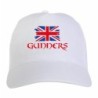 Cappellino ricamato tifosi Gunners Londra bandiera rossoblù grunge 5 pannelli baseball sportivo ultras