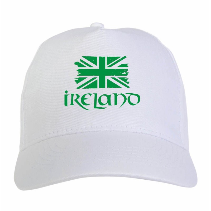 Cappellino ricamato tifosi Ireland bandiera neroverde grunge 5 pannelli baseball sportivo ultras