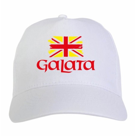 Cappellino stampato Galata Istanbul bandiera giallorossa grunge 5 pannelli baseball sportivo ultras