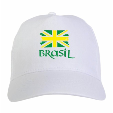 Cappellino stampato tifosi Brasile bandiera neroverde grunge 5 pannelli baseball sportivo ultras