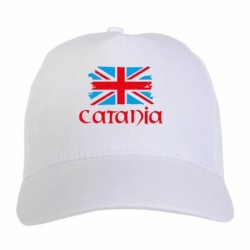 Cappellino stampato tifosi Catania bandiera rossoblù grunge 5 pannelli baseball sportivo ultras