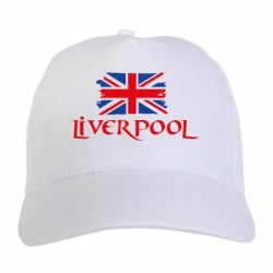 Cappellino stampato tifosi Liverpool bandiera rossoblu grunge 5 pannelli baseball sportivo ultras