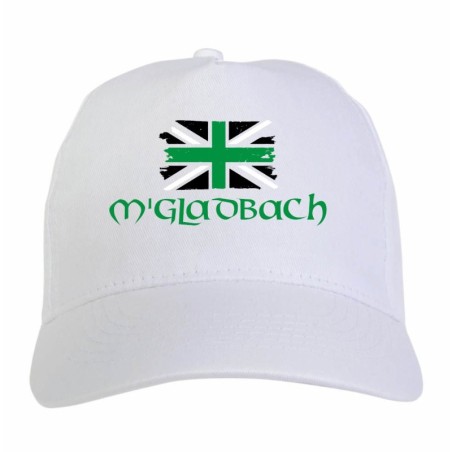 Cappellino stampato tifosi Mgladbach Germania bandiera neroverde grunge 5 pannelli baseball sportivo ultras